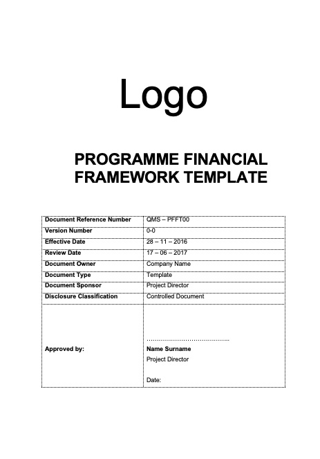 Programme Financial Framework Template Rev 0-0